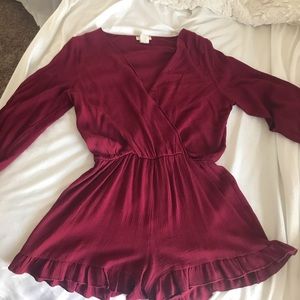 Burgundy Ruffle Romper
